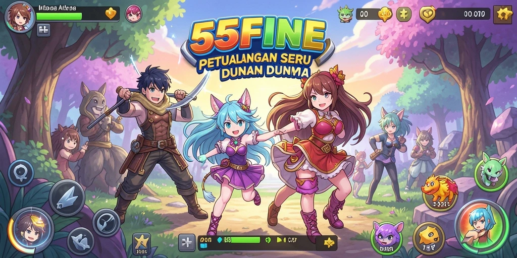 Tampilan gameplay menarik dalam 55FIVE yang penuh aksi anime.