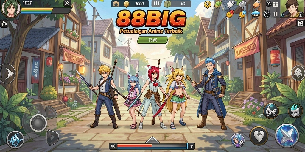 Gambaran gameplay dalam 88BIG dengan karakter Anime yang beraksi.