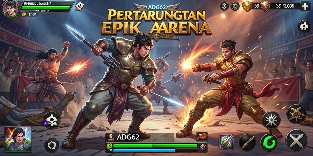 Screenshot gameplay ADG62 menunjukkan aksi pertarungan seru dan karakter unik.