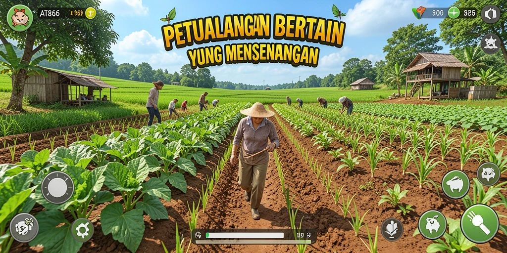 Tampilan gameplay AT866 dengan aktivitas bertani yang seru.
