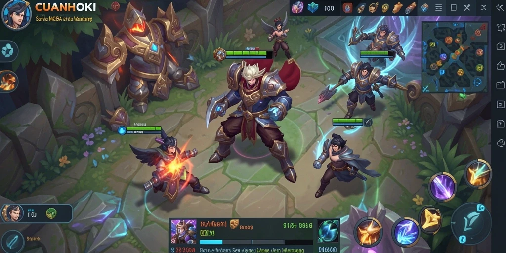 Screenshot utama CUANHOKI menampilkan pertempuran MOBA seru.