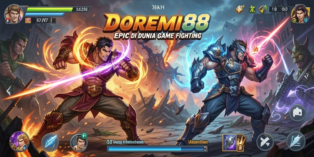 Tampilan pertarungan seru DOREMI88 dengan karakter menarik.
