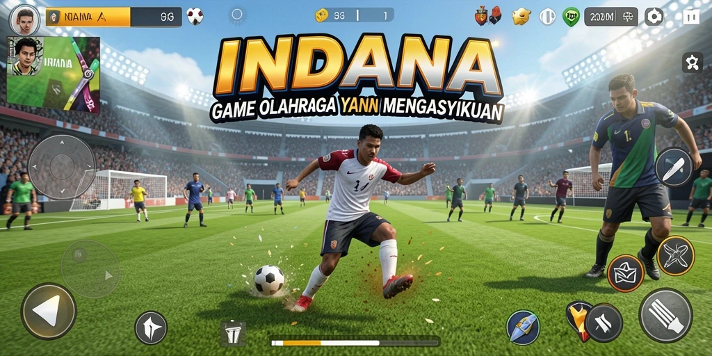 Tampilan gameplay INDAAA yang menarik dengan aksi olahraga yang dinamis.