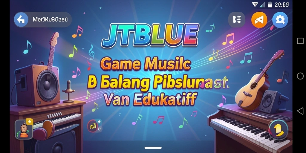 Tampilan gameplay JTBLUE dengan fitur musik yang interaktif dan edukatif.