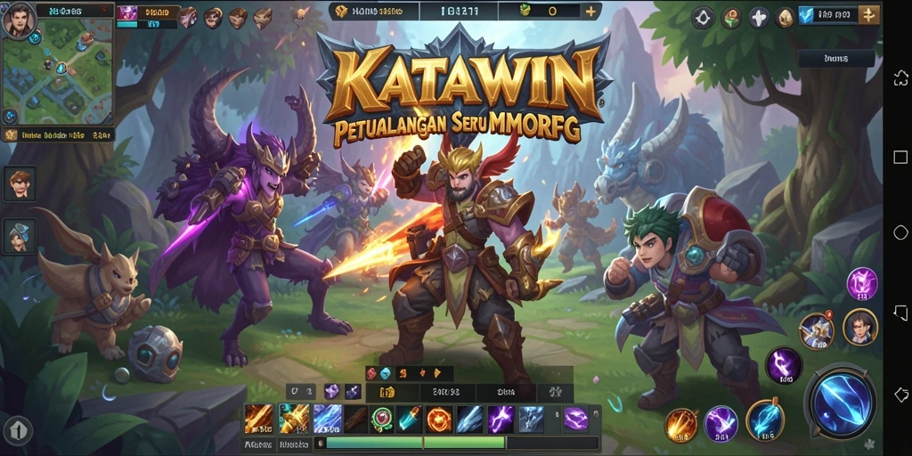 Screenshot KATAWIN menampilkan karakter dalam aksi pertempuran MMORPG yang dinamis.