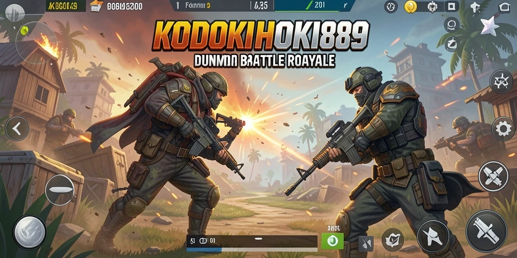 Tampilan gameplay seru KODOKHOKI889 dalam pertempuran Battle Royale.