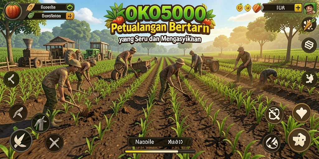 Tampilan menarik dari gameplay bertani di KOKO5000 yang menawan.