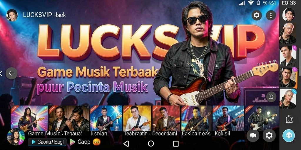 Tampilan gameplay LUCKSVIP menampilkan interaksi mendengarkan musik yang seru.