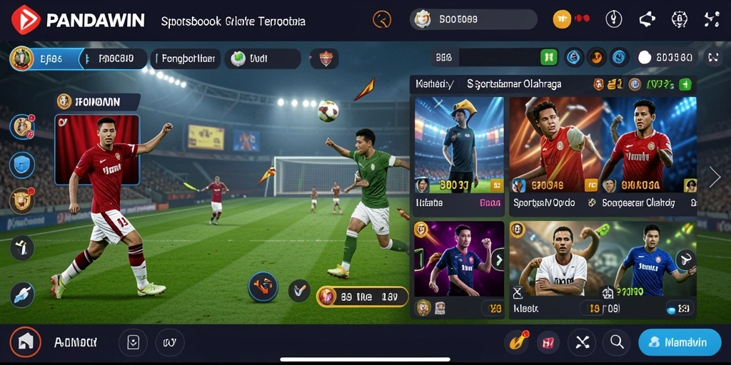 Screenshot utama menunjukkan gameplay taruhan olahraga di PANDAWIN.