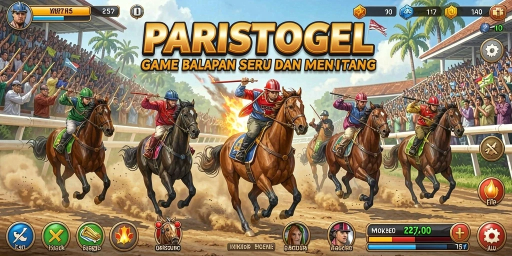 Tampilan gameplay seru dalam PARISTOGEL saat melakukan balapan.