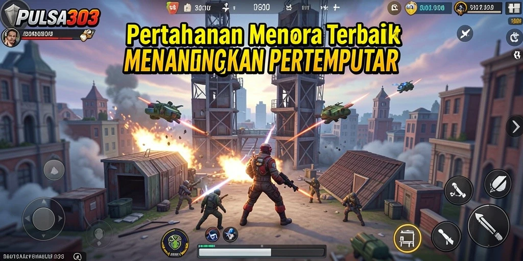 Tangkapan layar gameplay PULSA303 memperlihatkan menara menghadapi gelombang musuh.