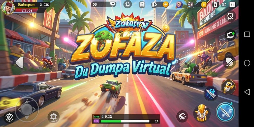 Gameplay balapan ZOFAZA menampilkan aksi mendebarkan di lintasan.